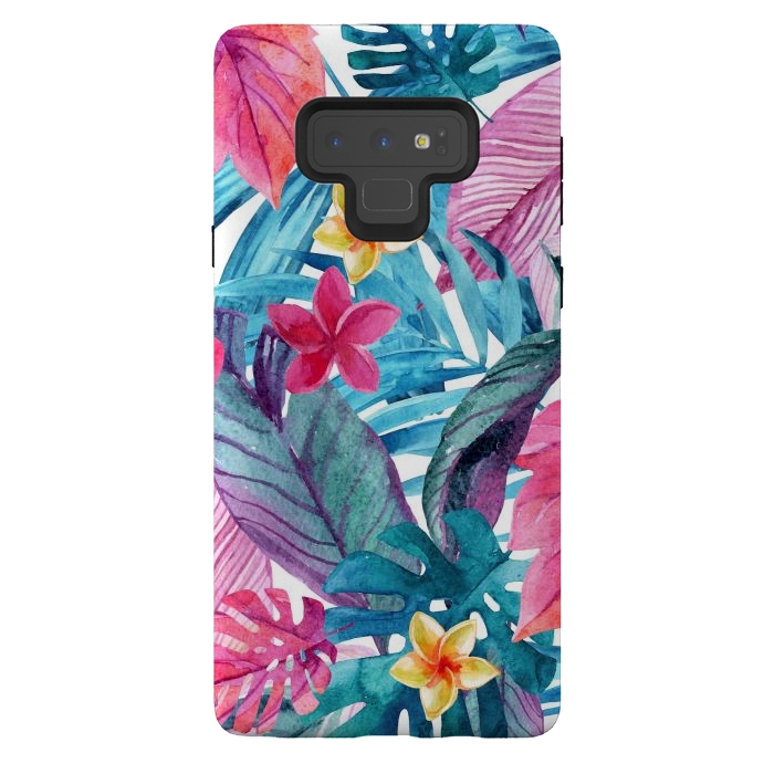 Galaxy Note 9 StrongFit Exotic Leaves and Flower Background by ArtsCase
