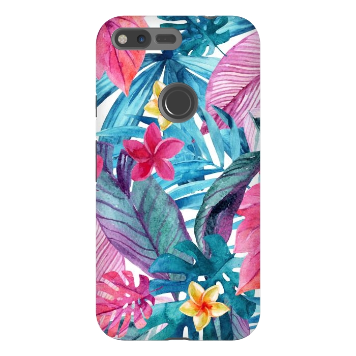 Pixel XL StrongFit Exotic Leaves and Flower Background by ArtsCase