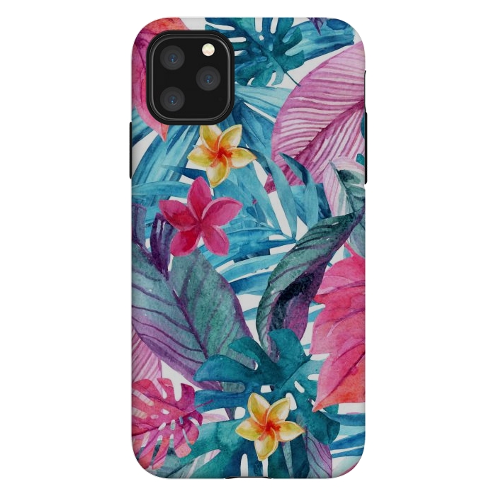 iPhone 11 Pro Max StrongFit Exotic Leaves and Flower Background by ArtsCase