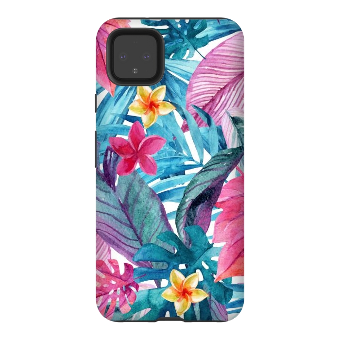 Pixel 4XL StrongFit Exotic Leaves and Flower Background by ArtsCase