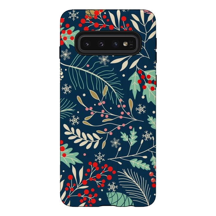 Galaxy S10 StrongFit Christmas Floral Design III by ArtsCase