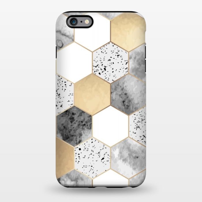 iPhone 6/6s plus StrongFit Grey Marble and Watercolour Polygons by ArtsCase