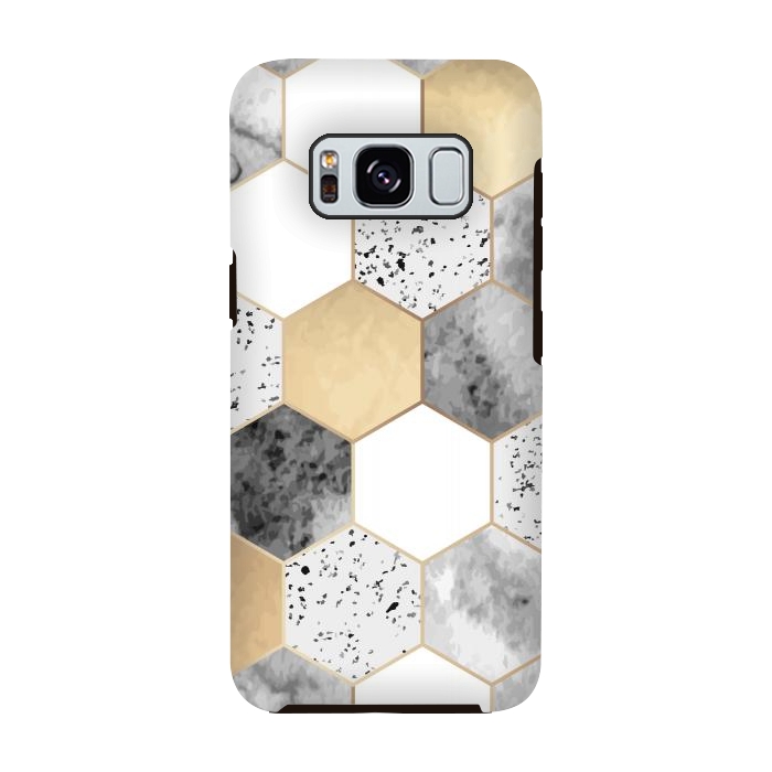 Galaxy S8 StrongFit Grey Marble and Watercolour Polygons by ArtsCase