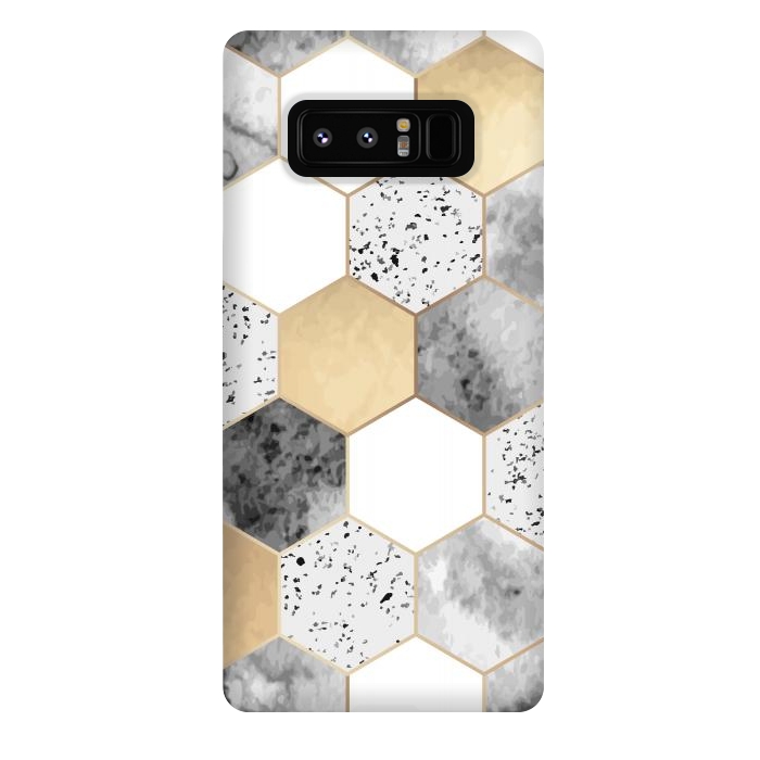 Galaxy Note 8 StrongFit Grey Marble and Watercolour Polygons by ArtsCase