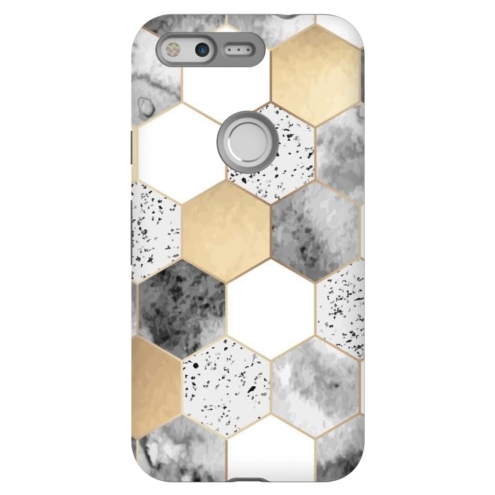 Pixel StrongFit Grey Marble and Watercolour Polygons by ArtsCase