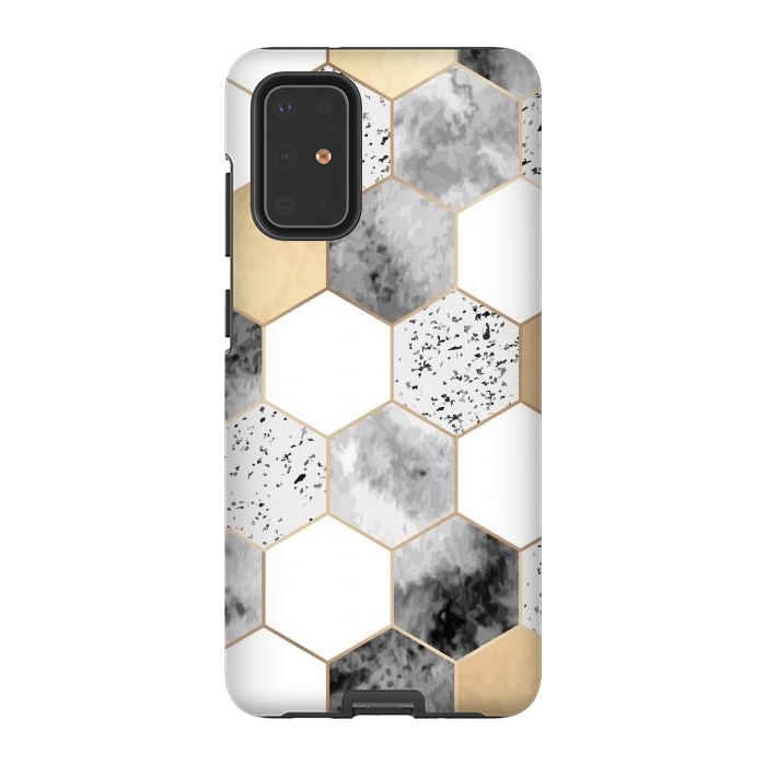 Galaxy S20 Plus StrongFit Grey Marble and Watercolour Polygons by ArtsCase
