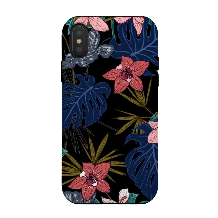 iPhone Xs / X StrongFit Tropical Plants, Flowers and Leaves Seamless Pattern 12 by ArtsCase