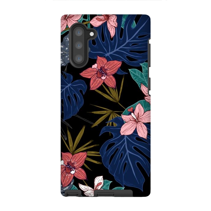 Galaxy Note 10 StrongFit Tropical Plants, Flowers and Leaves Seamless Pattern 12 by ArtsCase