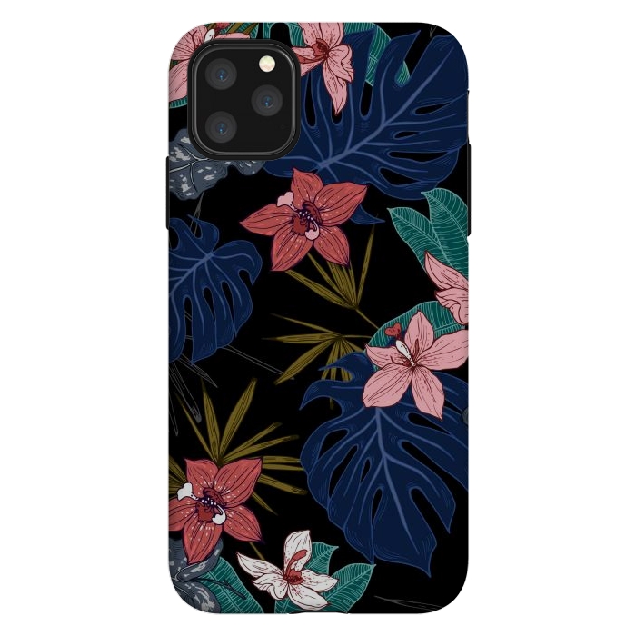 iPhone 11 Pro Max StrongFit Tropical Plants, Flowers and Leaves Seamless Pattern 12 by ArtsCase