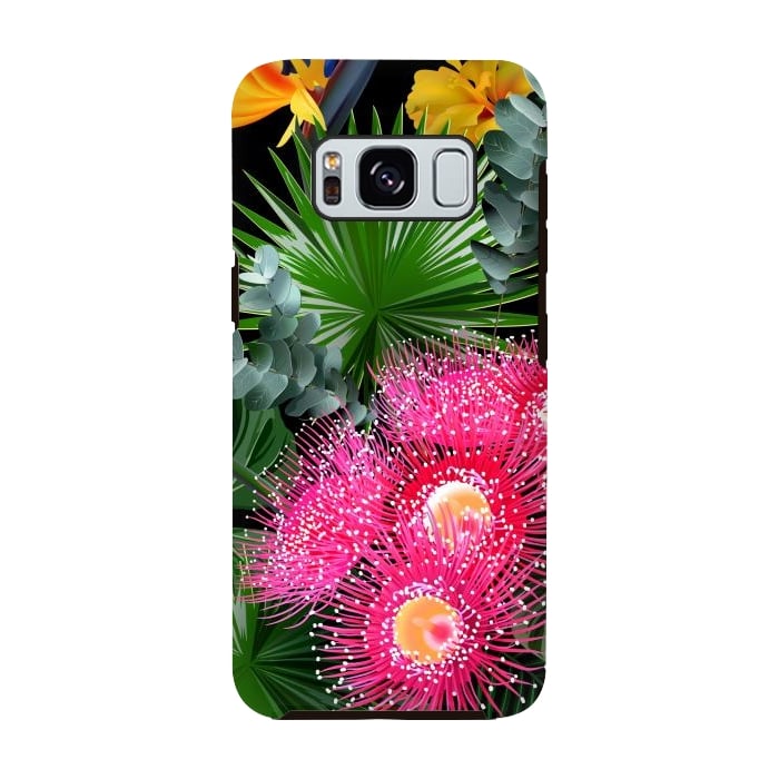 Galaxy S8 StrongFit Tropical Flowers and Leaves, Seamless Pattern by ArtsCase