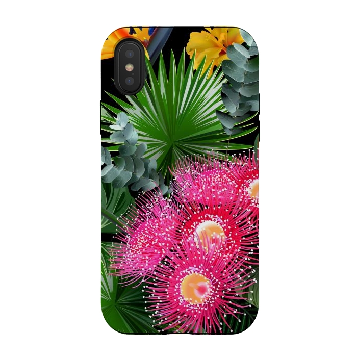 iPhone Xs / X StrongFit Tropical Flowers and Leaves, Seamless Pattern by ArtsCase