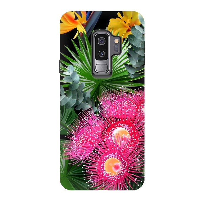 Galaxy S9 plus StrongFit Tropical Flowers and Leaves, Seamless Pattern by ArtsCase