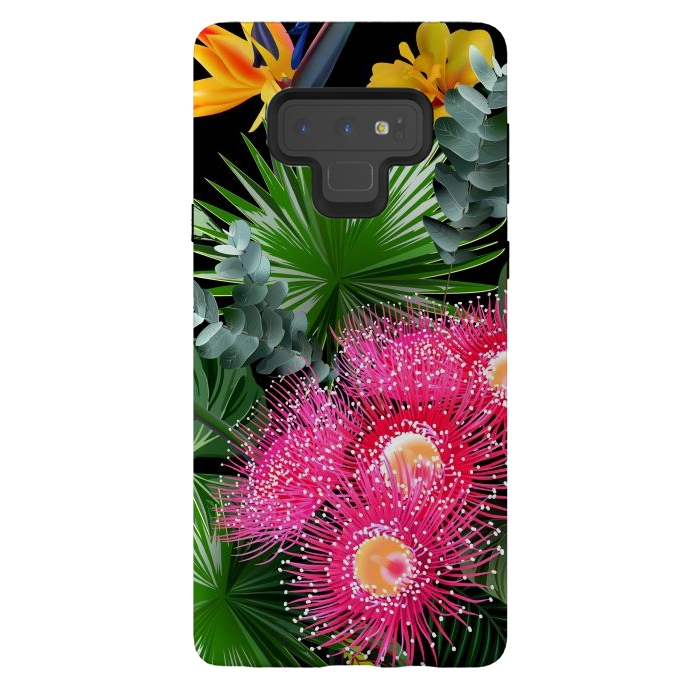 Galaxy Note 9 StrongFit Tropical Flowers and Leaves, Seamless Pattern by ArtsCase