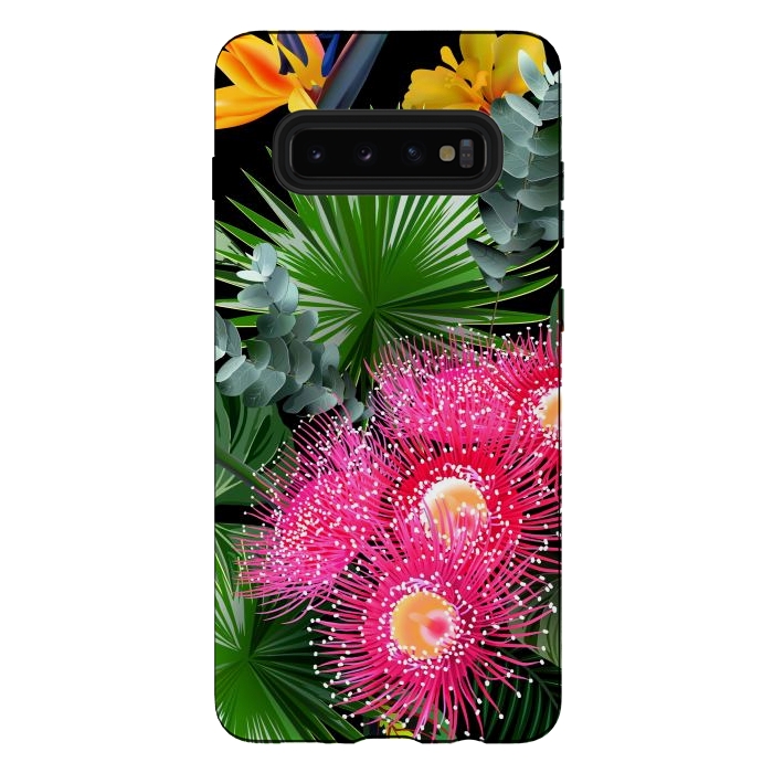 Galaxy S10 plus StrongFit Tropical Flowers and Leaves, Seamless Pattern by ArtsCase