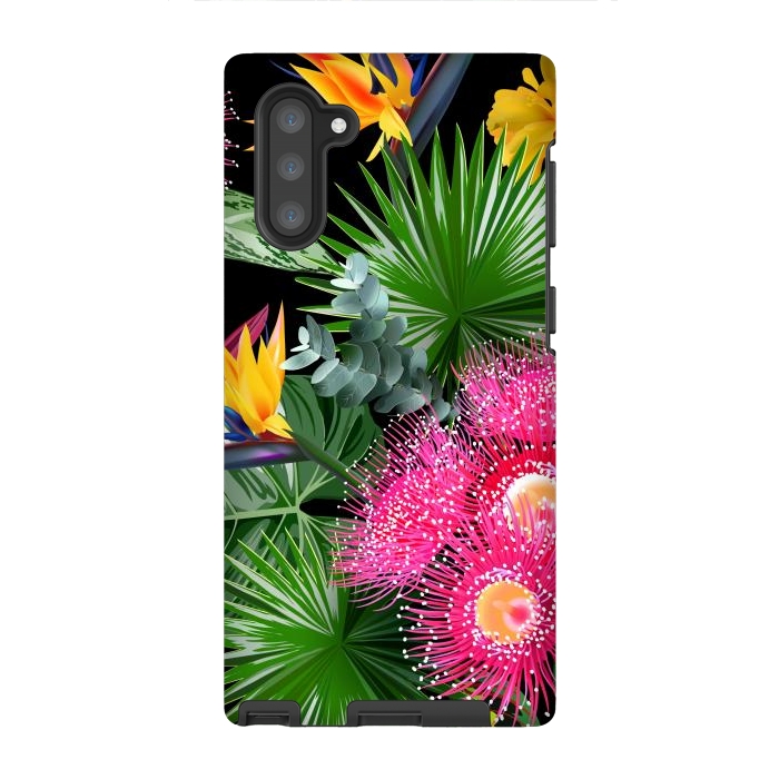 Galaxy Note 10 StrongFit Tropical Flowers and Leaves, Seamless Pattern by ArtsCase