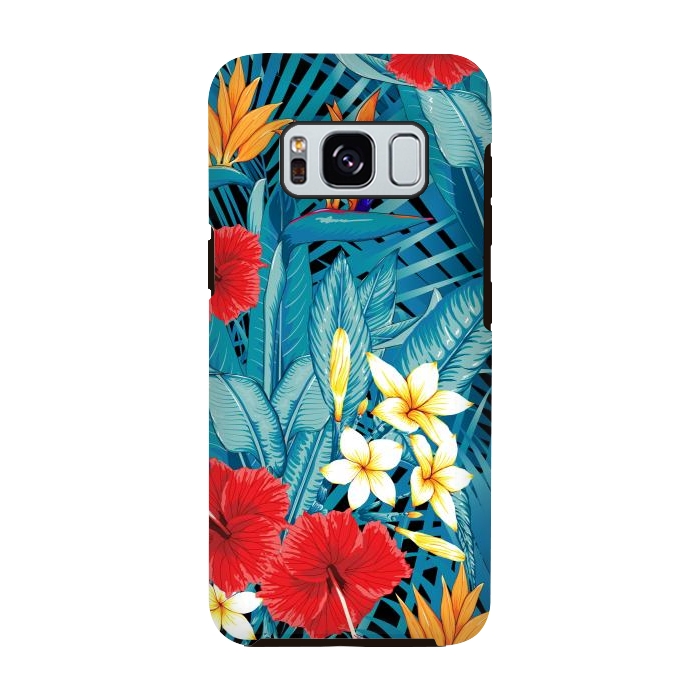 Galaxy S8 StrongFit Tropical Flowers Hibiscus Frangipani Heliconias by ArtsCase