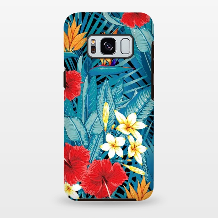 Galaxy S8 plus StrongFit Tropical Flowers Hibiscus Frangipani Heliconias by ArtsCase