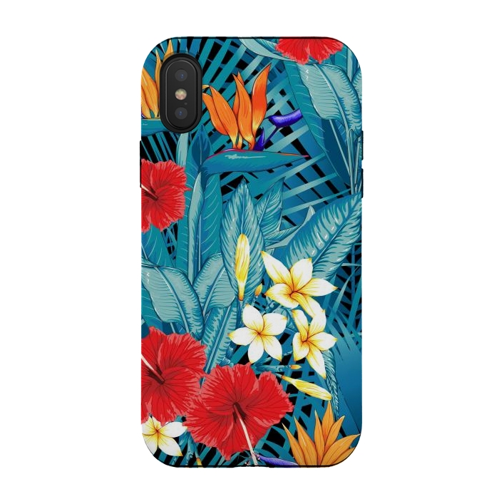 iPhone Xs / X StrongFit Tropical Flowers Hibiscus Frangipani Heliconias by ArtsCase