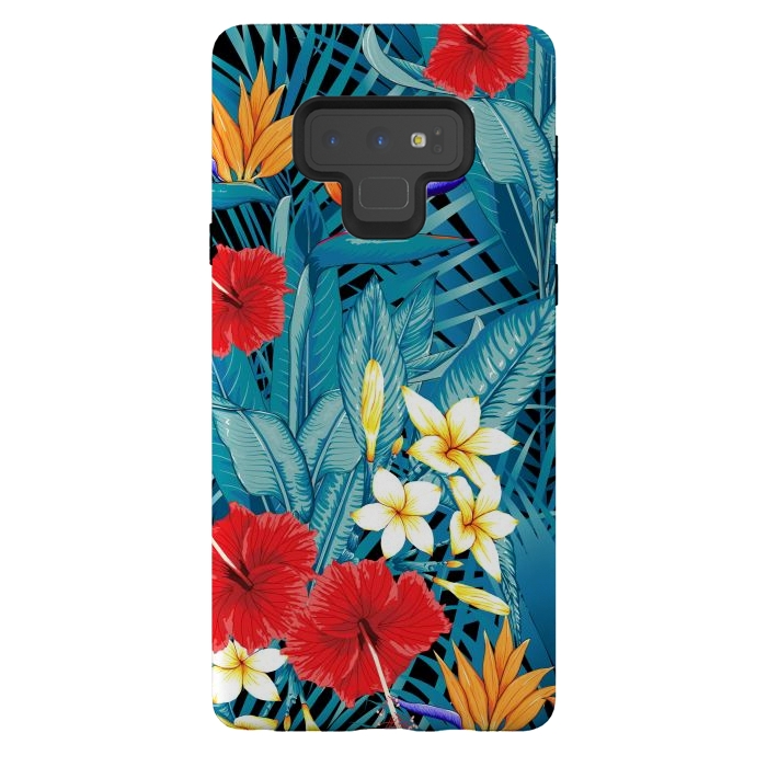 Galaxy Note 9 StrongFit Tropical Flowers Hibiscus Frangipani Heliconias by ArtsCase