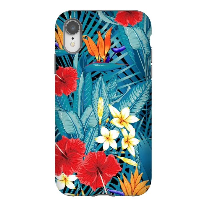 iPhone Xr StrongFit Tropical Flowers Hibiscus Frangipani Heliconias by ArtsCase