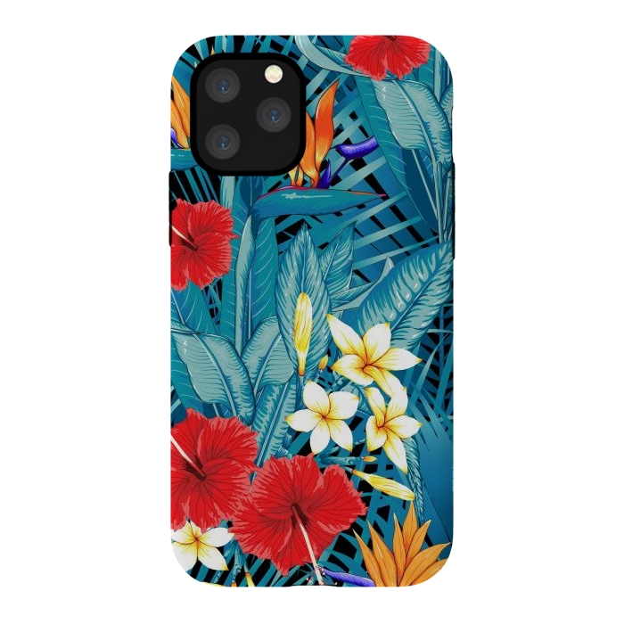 iPhone 11 Pro StrongFit Tropical Flowers Hibiscus Frangipani Heliconias by ArtsCase