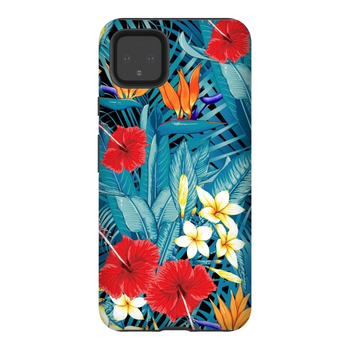 Pixel 4XL StrongFit Tropical Flowers Hibiscus Frangipani Heliconias by ArtsCase