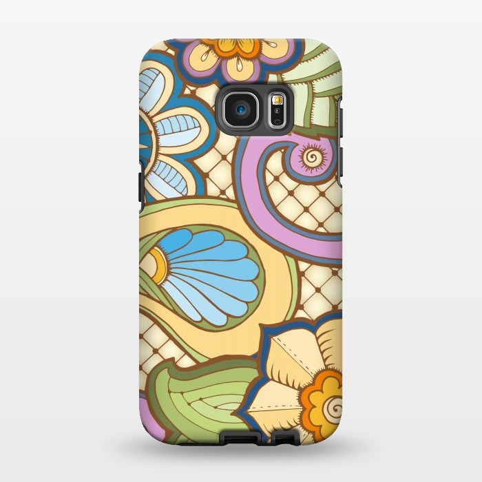 Galaxy S7 EDGE StrongFit Daisies Pattern with Circle Elements IV by ArtsCase