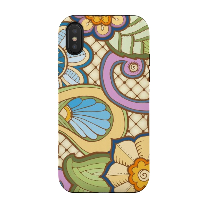 iPhone Xs / X StrongFit Daisies Pattern with Circle Elements IV by ArtsCase