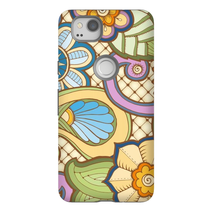 Pixel 2 StrongFit Daisies Pattern with Circle Elements IV by ArtsCase