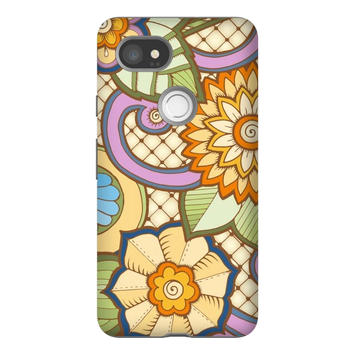 Pixel 2XL StrongFit Daisies Pattern with Circle Elements IV by ArtsCase