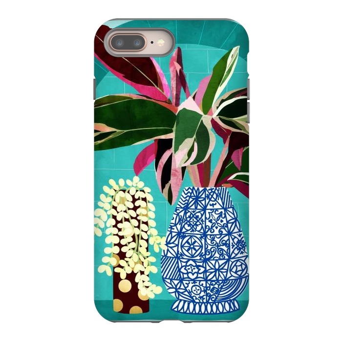iPhone 7 plus StrongFit Moroccan Shelfie | Tropical Teal Plants Botanical | Exotic Modern Bohemian Eclectic Décor  by Uma Prabhakar Gokhale