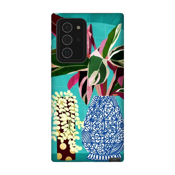 Galaxy Note 20 Ultra StrongFit Moroccan Shelfie | Tropical Teal Plants Botanical | Exotic Modern Bohemian Eclectic Décor  by Uma Prabhakar Gokhale