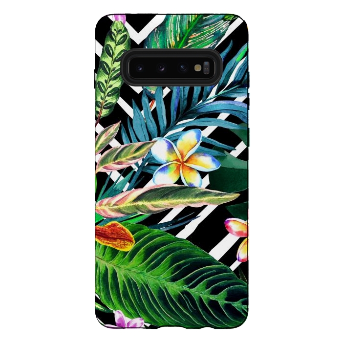 Galaxy S10 plus StrongFit Tropical Design Flowers by ArtsCase