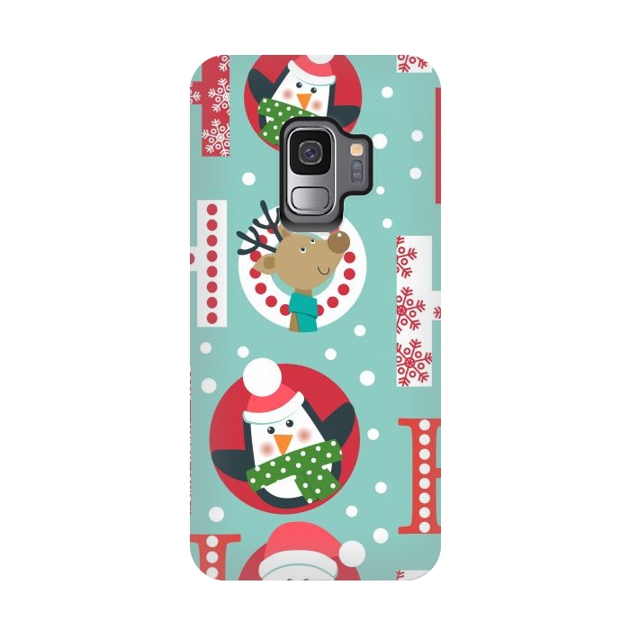 Galaxy S9 StrongFit Christmas Pattern with Santa Deer Penguin and Snowman by ArtsCase