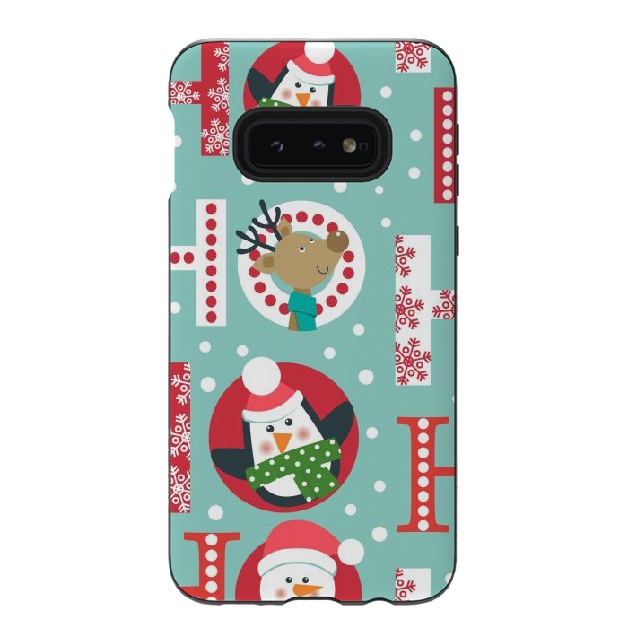 Galaxy S10e StrongFit Christmas Pattern with Santa Deer Penguin and Snowman by ArtsCase