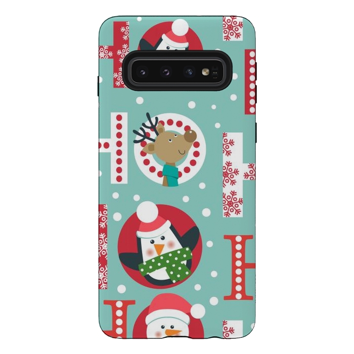 Galaxy S10 StrongFit Christmas Pattern with Santa Deer Penguin and Snowman by ArtsCase