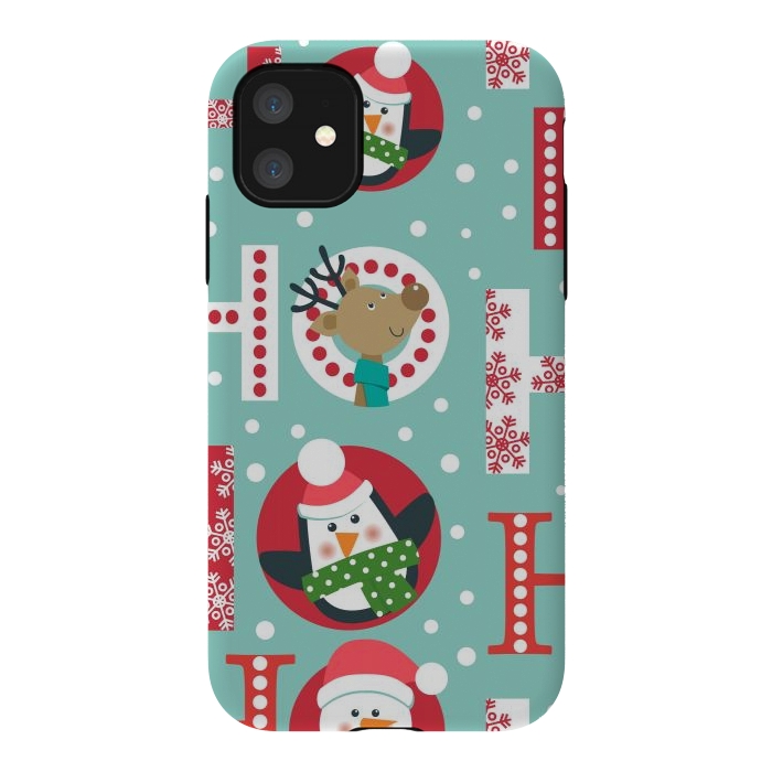 iPhone 11 StrongFit Christmas Pattern with Santa Deer Penguin and Snowman by ArtsCase