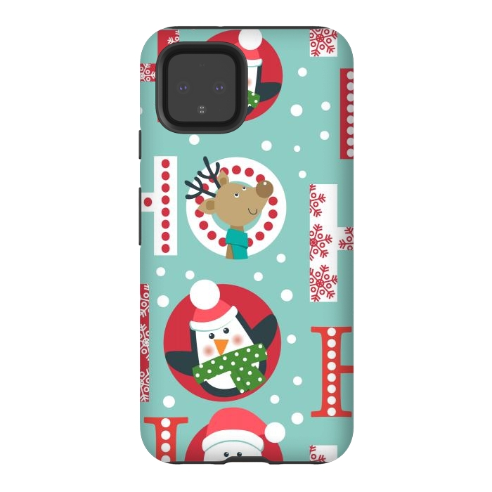 Pixel 4 StrongFit Christmas Pattern with Santa Deer Penguin and Snowman by ArtsCase