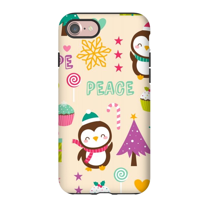 iPhone 7 StrongFit Colorful Cute Penguin and Pecorative Elements for Christmas by ArtsCase