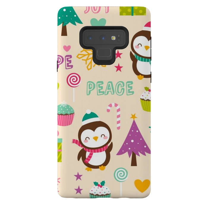 Galaxy Note 9 StrongFit Colorful Cute Penguin and Pecorative Elements for Christmas by ArtsCase