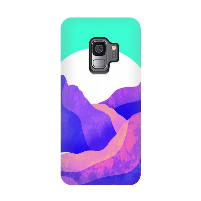 Galaxy S9 StrongFit Purple textured mountains by Steve Wade (Swade)