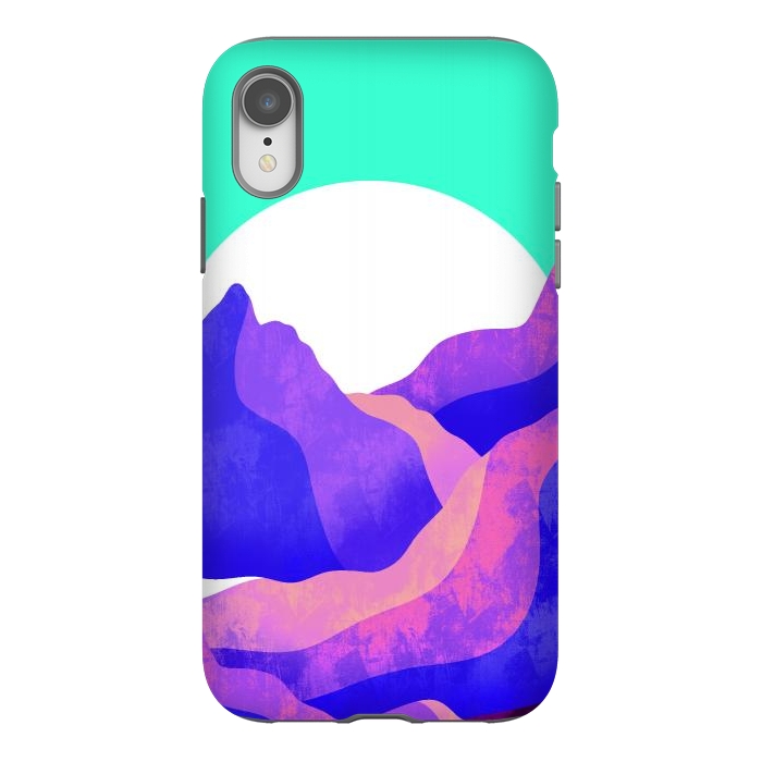 iPhone Xr StrongFit Purple textured mountains by Steve Wade (Swade)