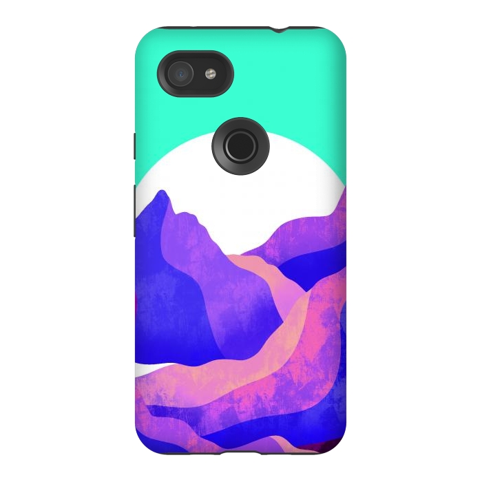 Pixel 3AXL StrongFit Purple textured mountains by Steve Wade (Swade)