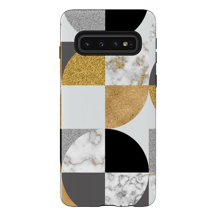 Galaxy S10 StrongFit Marble Geometric Pattern Semicircles by ArtsCase