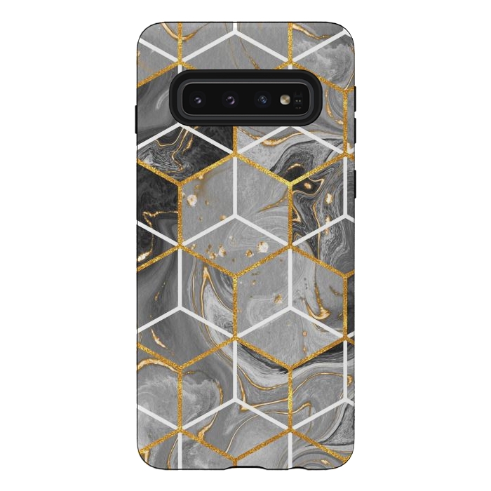 Galaxy S10 StrongFit Marble Hexagon by ArtsCase