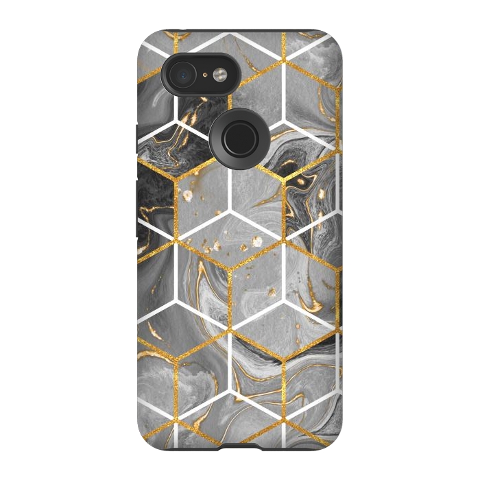 Pixel 3 StrongFit Marble Hexagon by ArtsCase