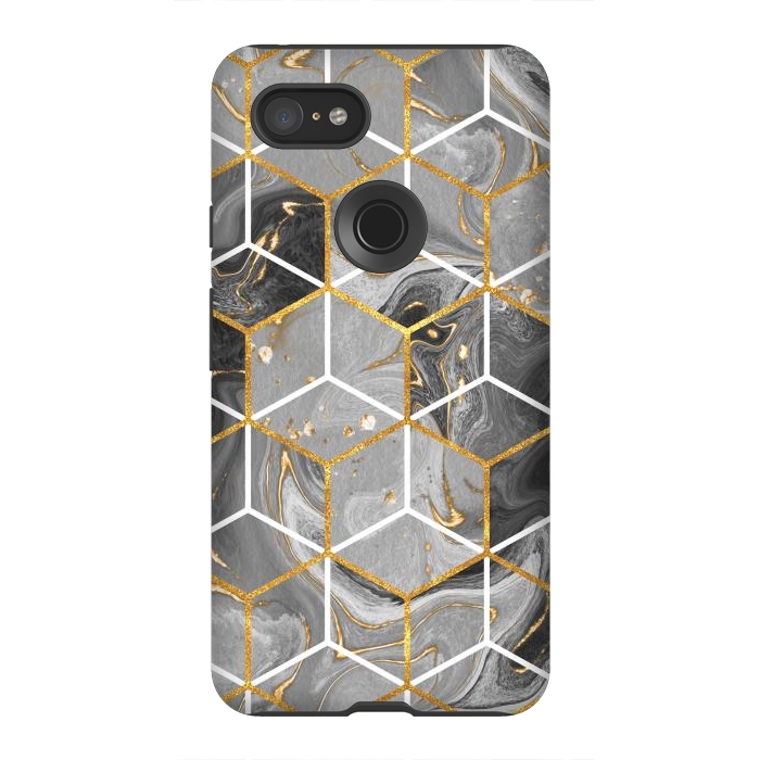 Pixel 3XL StrongFit Marble Hexagon by ArtsCase