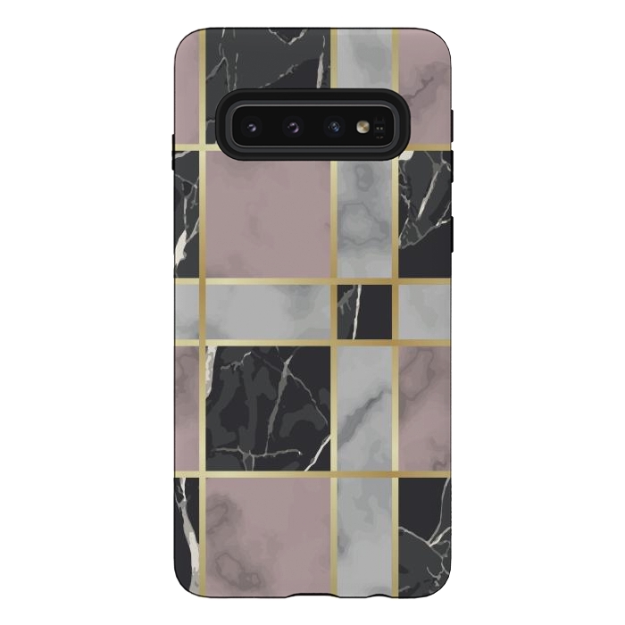 Galaxy S10 StrongFit Marble Repeat Marbling Surface with Gold by ArtsCase