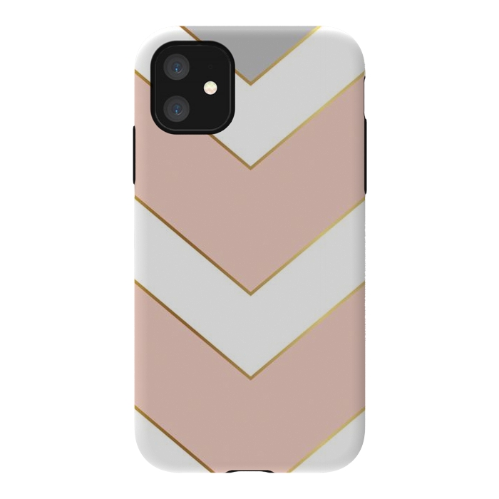 iPhone 11 StrongFit Marble with Geometric Design Golden I by ArtsCase