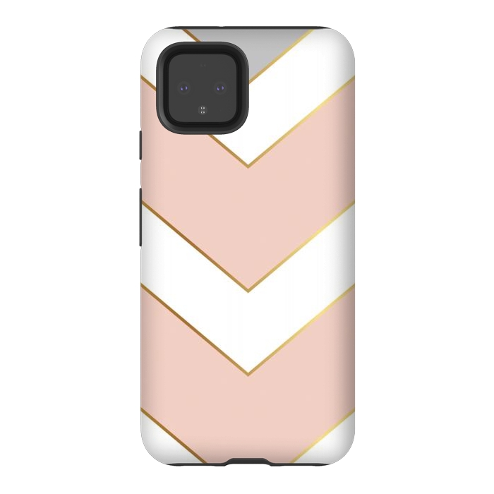 Pixel 4 StrongFit Marble with Geometric Design Golden I by ArtsCase